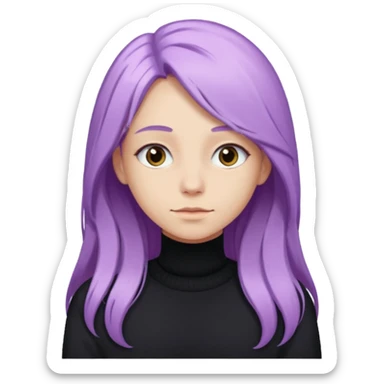 faz menos gótica mas com cabelo roxo claro comprido e camisola preto sticker