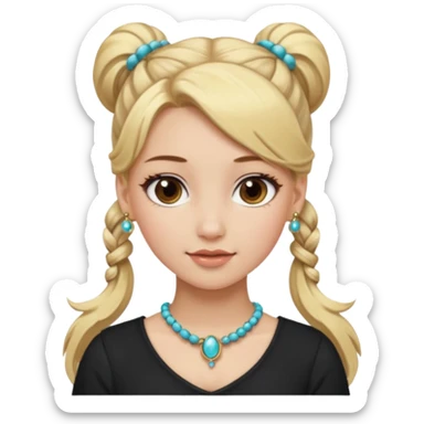 fancy blonde hair girl with ponytails brown makeup and jewellery sticker