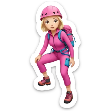 woman in pink clothes mountain climbing sticker