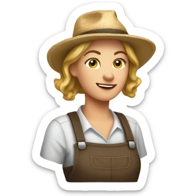 White Woman farmer tipping hand  sticker