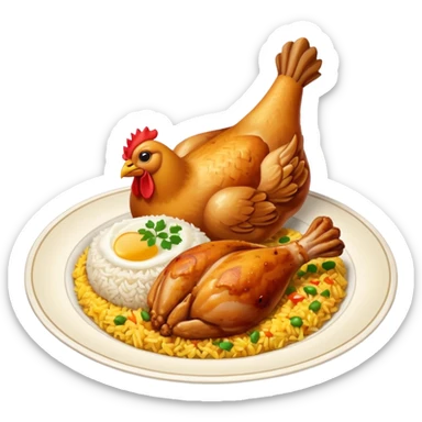 Emoji with biryani and a chicken leg piece in a plate sticker
