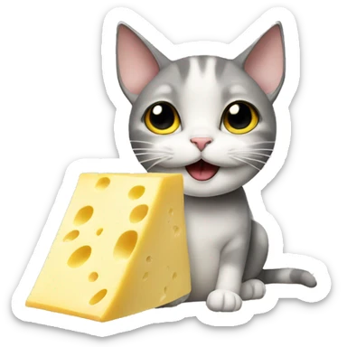 cat eat cheese with banana sticker