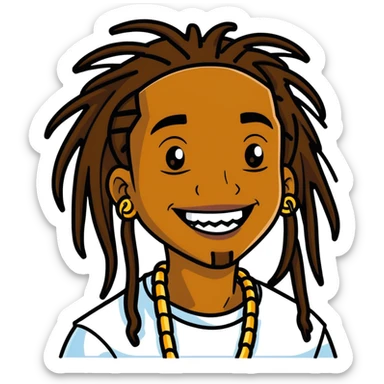 Brown skin boy with dread and gold Grillz  sticker