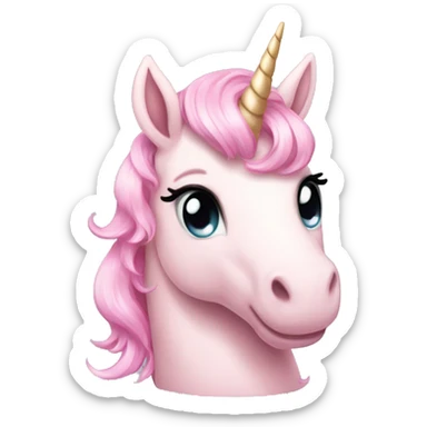 Light pink unicorn a light pink bow sticker