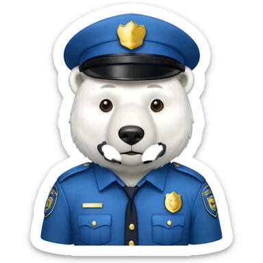 Make a humanoid polar bear dressed as a police sticker