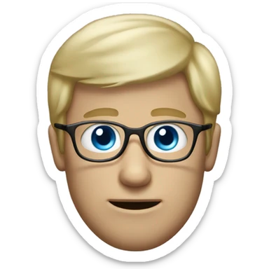 dirty blond hair man with blue eyes and eyeglasses sticker
