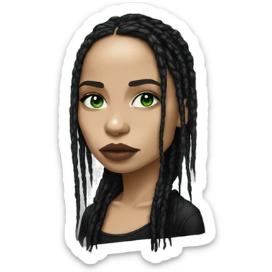 Zoë Kravitz, portrait, goth, dread, white skintone, green eyes sticker