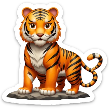 Tigre adulto feroz con la cara mas real no de caricatira en la cima montaña  sticker
