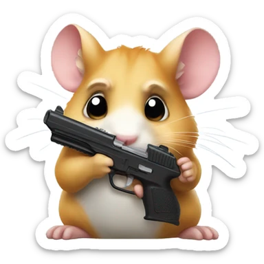 Hamster holding gun sticker