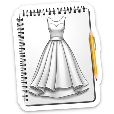 drawing of a dress on a notebook sticker