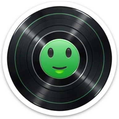 Vinyl record with green point inside sticker