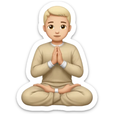 male character kneeling with hands together in prayer, simple and clear emoji style sticker