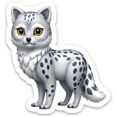 Snow-Leopard-Arctic-Fox-Arctic-Wolf-Snowy-Owl-fusion-hybrid-animal-creature, full body sticker