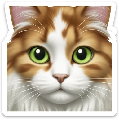 Long haired calico cat with green eyes with most white fur sticker