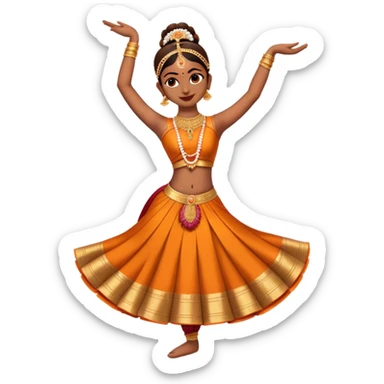 cinematic-realistic-bharatanatyam-dance-emoji,-depicted-as-an-elegant-classical-indian-dance-performance-with-graceful-poses,-intricate-costumes,-and-expressive-hand-gestures,-rendered-with-rich-textures-and-warm-dramatic-lighting, single dancer sticker