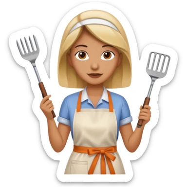 woman grilling bbq sticker