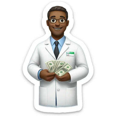 Pharmacist with cash sticker