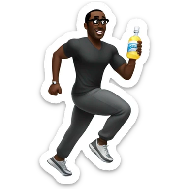 P. Diddy carrying bottles of baby oil while running sticker