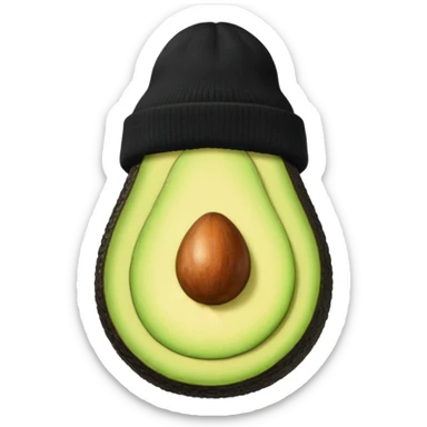 Avocado with a black beanie sticker