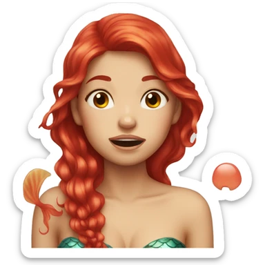 mermaid with red hair is crying sticker