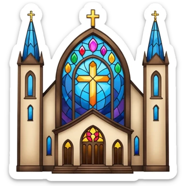church with stained glass sticker
