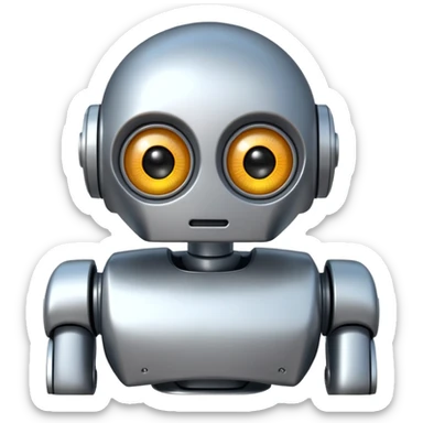 robot with pleading eyes sticker