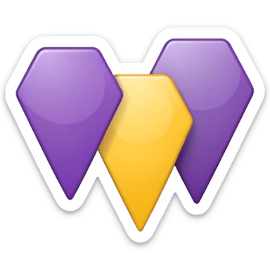 simple, minimalistic yellow (hex#FFD008) and purple (hex#8C52FF) icons of a pin location (round top and sharp bottom) sticker