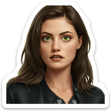 portrait of a girl with green eyes sticker