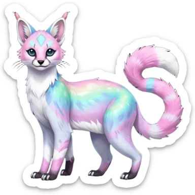 Colorful nebulae nebula starry galactical shiny tropical pale light fruity pastel white glorious iridescent divine exotic cute cool beautiful realistic antasy-caracal-civet-genet-sergal-vernid-Cacomistle-Trico-oncilla-animal-Fakémon-hybrid-fursona (full body) sticker