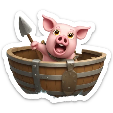 surprised pig gladiator floating sticker