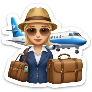 glob , travel bag , pass port, plane,  sticker