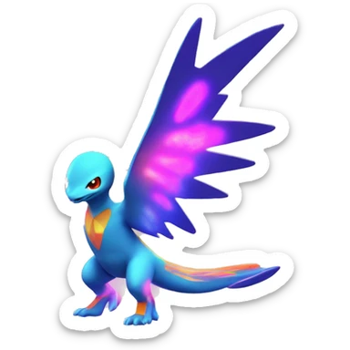 Colorful Neon Colors Vibrant Colors Flying Futuristic Fakémon-Pokémon-Creature Full Body sticker