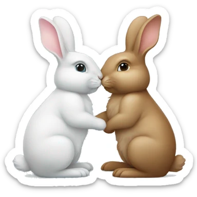 two bunnies kissing sticker