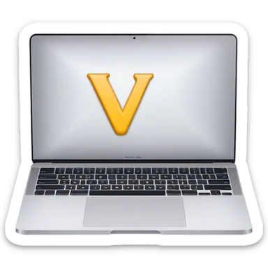 A macbook with the 'V' letter shape sticker
