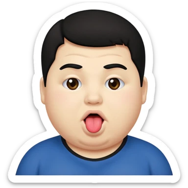 Fat teen from kosovo with flat hair with his tongue out sticker