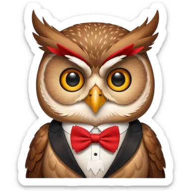 cool happy owl with bowtie on head  sticker