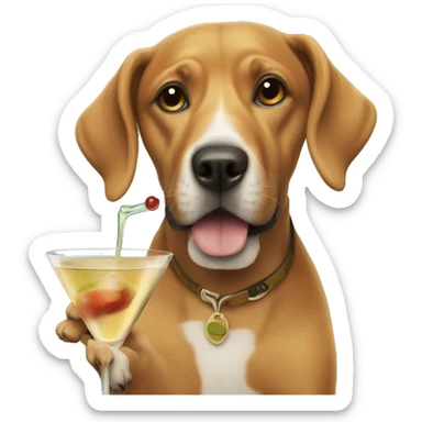 Dog drinking a martini  sticker