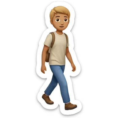 Man in simple clothes walking towards top of hill sticker