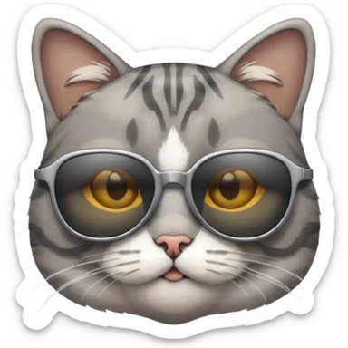 Grey tabby cat in sunglasses sticker