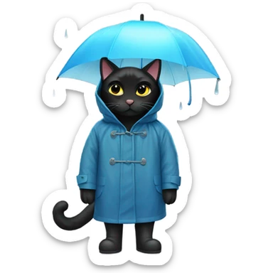 Black cat in a rain coat and rain boots sticker