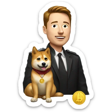 Elon with a doge coin sticker