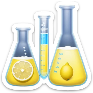 hi-lighters lemon baking soda uv light glowing formula in beaker/ test tube and baking soda in lab sticker