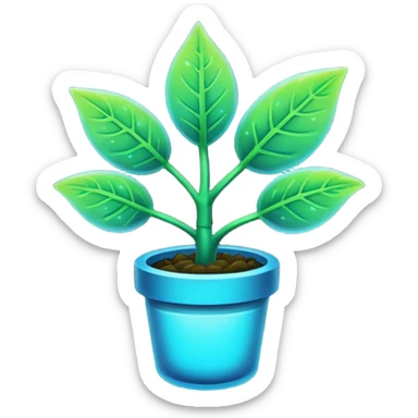 Black and cyan and blue and neon green bioluminescent shiny glowing ET plant sticker