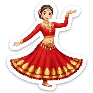 Ghunghroo kathak red and gold small  sticker