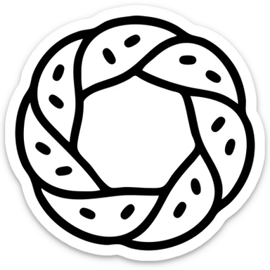 a simit, Turkish sesame bagel, outline icon style sticker