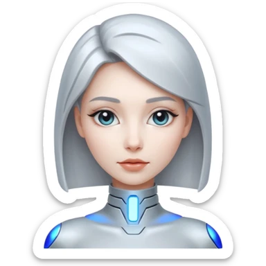 mach mir ein emoji von einer Frau in dr Zukunft. in 100 jähren, sie soll sehr technologisch aussehen. sticker