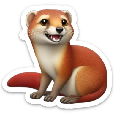 red and white cheerful mongoose on a pillow sticker