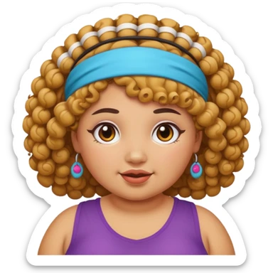 curly fat girl with headband sticker