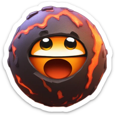 3d sphere with a cartoon lava texture with big kind eyes sticker
