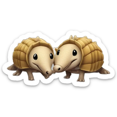 two armadillos smiling lying side by side in bed sticker